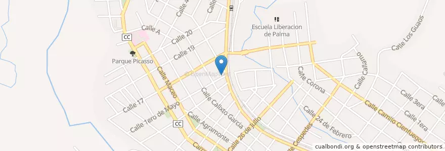 Mapa de ubicacion de Bar El Tornillo en Cuba, Santiago De Cuba, Palma Soriano, Ciudad De Palma Soriano.