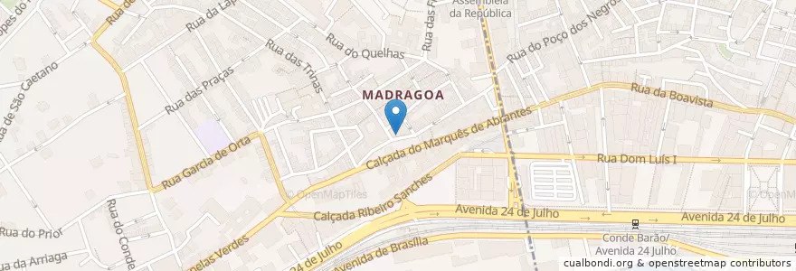 Mapa de ubicacion de Madragoa Cafe en Portugal, Área Metropolitana De Lisboa, Lissabon, Grande Lisboa, Lissabon, Estrela.