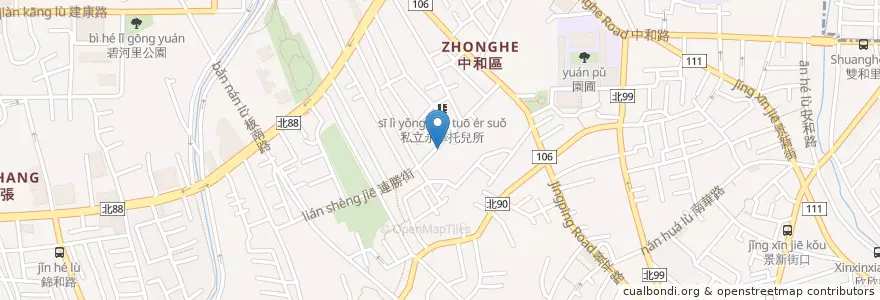 Mapa de ubicacion de 美而美 en 타이완, 신베이 시, 중허 구.