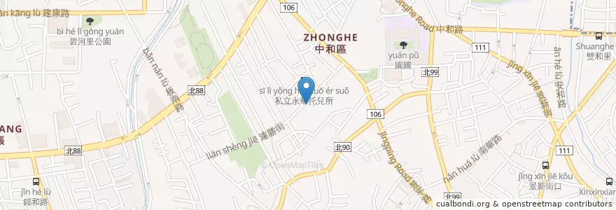 Mapa de ubicacion de 故鄉麵館 en تايوان, تايبيه الجديدة, 中和區.