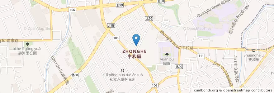 Mapa de ubicacion de 恆春平價海鮮快炒店 en Taiwan, Neu-Taipeh, Zhonghe.