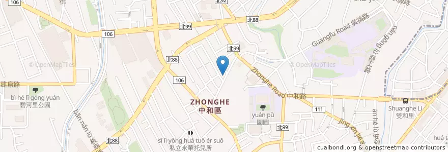 Mapa de ubicacion de 甘泉魚麵 en 臺灣, 新北市, 中和區.