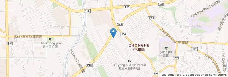 Mapa de ubicacion de 81廚房 en تايوان, تايبيه الجديدة, 中和區.
