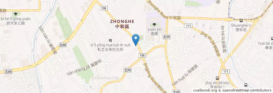 Mapa de ubicacion de 龍記刀削麵 en Taiwan, Nuova Taipei, Džonghė.