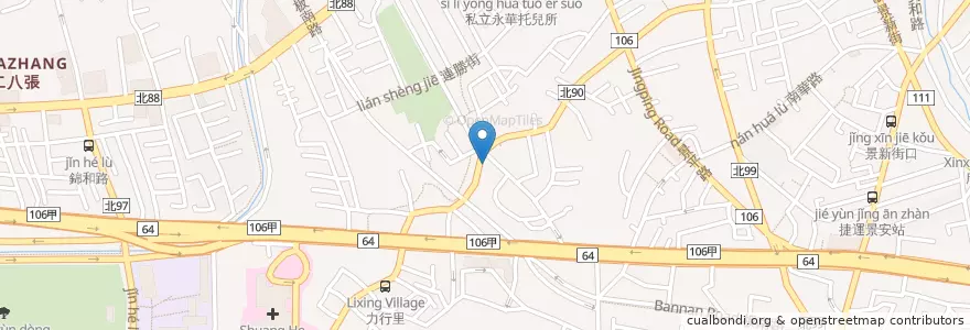 Mapa de ubicacion de 溫州大餛飩 en Тайвань, Новый Тайбэй, 中和區.
