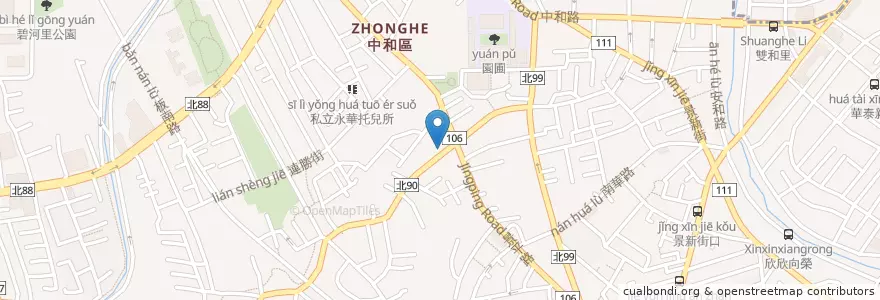 Mapa de ubicacion de 圓通西藥房 en Tayvan, 新北市, 中和區.