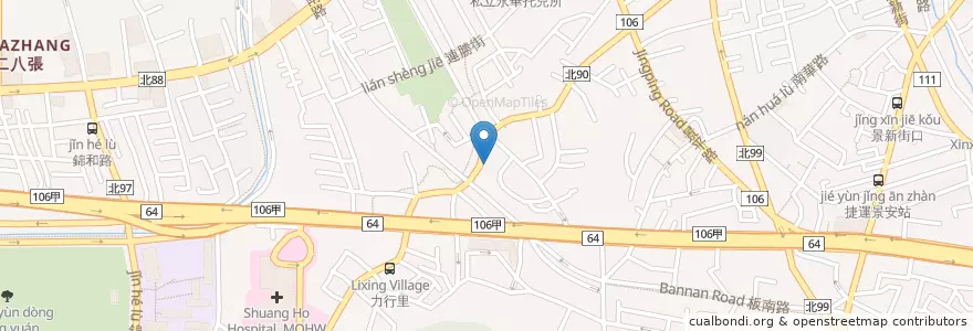 Mapa de ubicacion de 板橋謝記清湯肉圓 en تایوان, 新北市, 中和區.