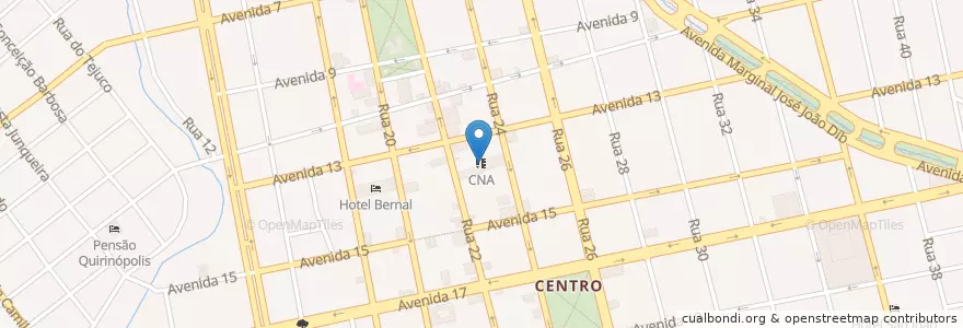 Mapa de ubicacion de CNA en Бразилия, Юго-Восточный Регион, Минас-Жерайс, Região Geográfica Intermediária De Uberlândia, Microrregião Ituiutaba, Итуютаба.