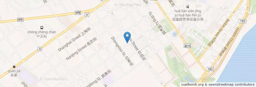 Mapa de ubicacion de 駭客網路 en Taïwan, Province De Taïwan, Comté De Hualien, Hualien.