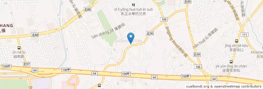 Mapa de ubicacion de 卡好呷中西複合早餐 en تايوان, تايبيه الجديدة, 中和區.