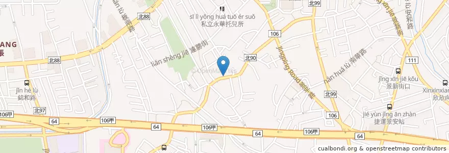 Mapa de ubicacion de 李家牛肉麵 en تايوان, تايبيه الجديدة, 中和區.