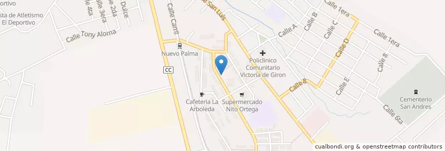 Mapa de ubicacion de Consultorio Medico Nito 3 en キューバ, Santiago De Cuba, Palma Soriano, Ciudad De Palma Soriano.