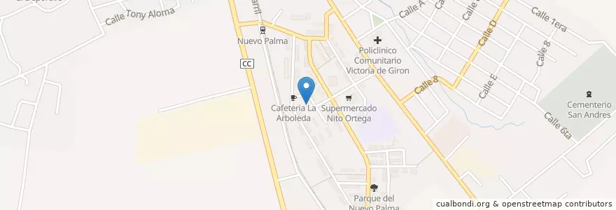Mapa de ubicacion de Consultorio Medico Nito 5 en キューバ, Santiago De Cuba, Palma Soriano, Ciudad De Palma Soriano.