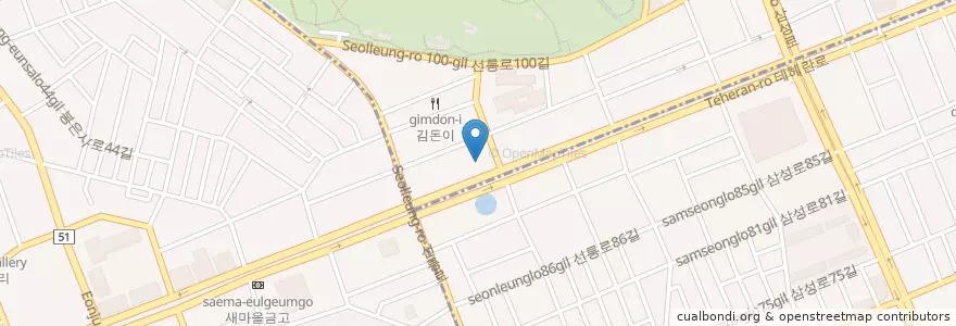 Mapa de ubicacion de 우리은행 en Coreia Do Sul, Seul, 강남구, 삼성동, 삼성2동.