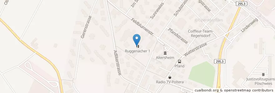 Mapa de ubicacion de Ruggenacher 1 en Zwitserland, Zürich, Bezirk Dielsdorf, Regensdorf.
