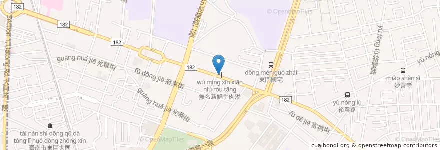 Mapa de ubicacion de 無名新鮮牛肉湯 en 臺灣, 臺南市, 東區.