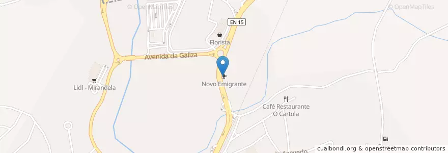 Mapa de ubicacion de Novo Emigrante en Portugal, Norte, Bragança, Terras De Trás-Os-Montes, Mirandela, Mirandela.