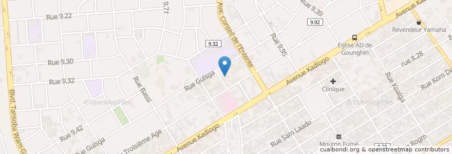 Mapa de ubicacion de Atelier Theatre Burkinabe en ブルキナファソ, Centre, Kadiogo, ワガドゥグー.