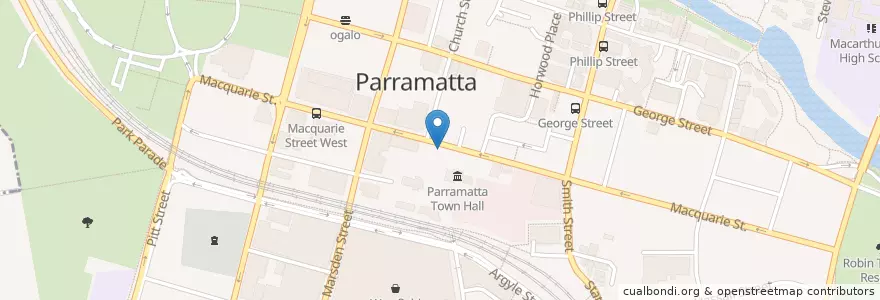 Mapa de ubicacion de Centennial Memorial Fountain en Avustralya, New South Wales, Sydney, City Of Parramatta Council.