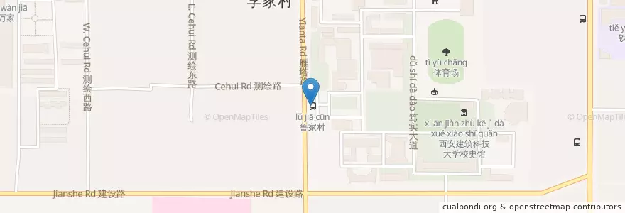 Mapa de ubicacion de 鲁家村 en 中国, 陕西省, 西安市, 碑林区 (Beilin).