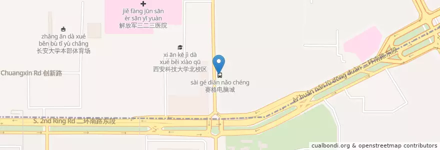 Mapa de ubicacion de 赛格电脑城 en China, Shaanxi, 西安市, 碑林区 (Beilin), 雁塔区 (Yanta).