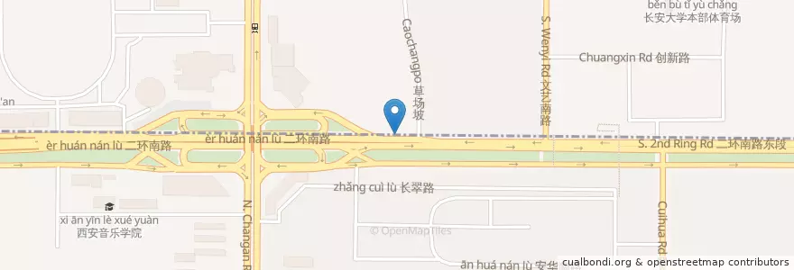 Mapa de ubicacion de 长安立交 en 中国, 陕西省, 西安市, 雁塔区.