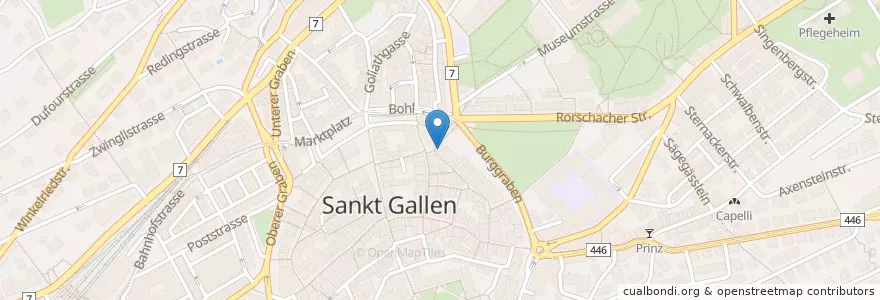 Mapa de ubicacion de The Irish Pub en Suíça, Sankt Gallen, Wahlkreis St. Gallen, St. Gallen.
