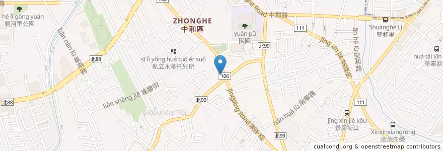 Mapa de ubicacion de 得味軒美食 en Taiwan, Neu-Taipeh, Zhonghe.