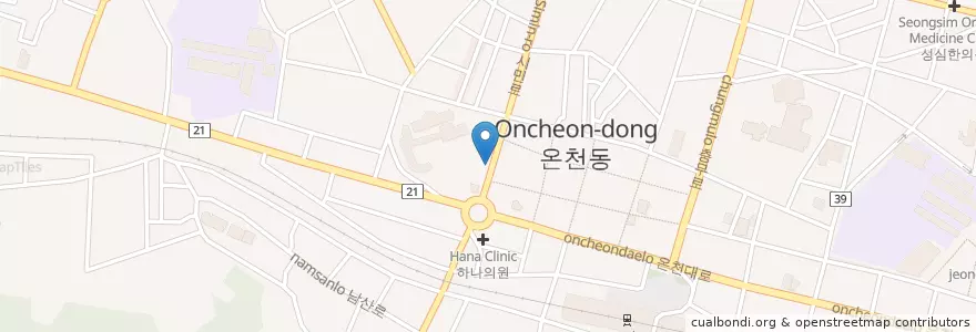 Mapa de ubicacion de 킹콩바 en Güney Kore, 충청남도, 아산시.
