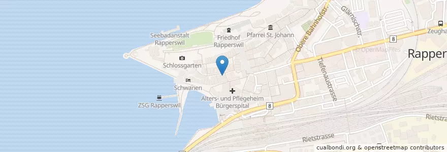 Mapa de ubicacion de Café good en 스위스, Sankt Gallen, Wahlkreis See-Gaster, Rapperswil-Jona.
