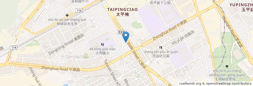 Mapa de ubicacion de 吃飯店 各式熱炒店 en Taiwan, Neu-Taipeh, Shulin.