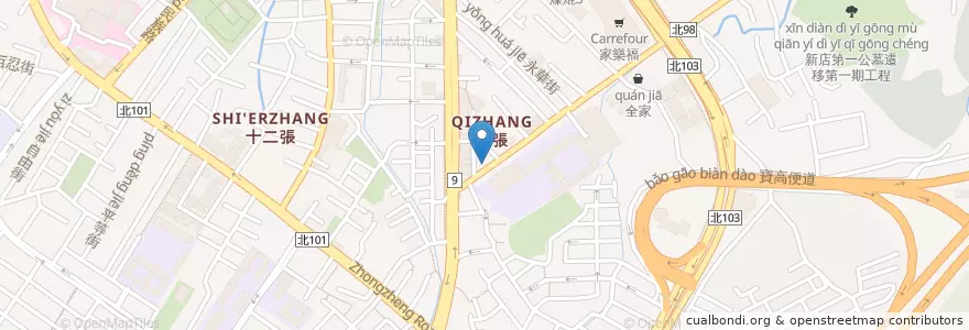 Mapa de ubicacion de 三媽臭臭鍋寶橋店 en 臺灣, 新北市, 新店區.