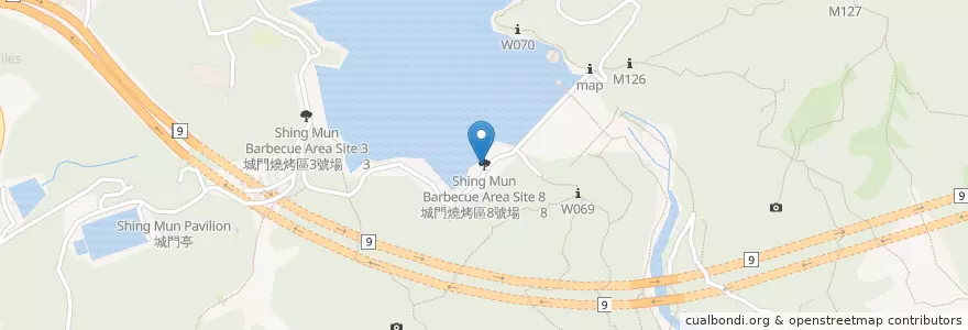 Mapa de ubicacion de 城門燒烤區8號場 Shing Mun Barbecue Area Site 8 en Китай, Гуандун, Гонконг, Новые Территории, 葵青區 Kwai Tsing District.