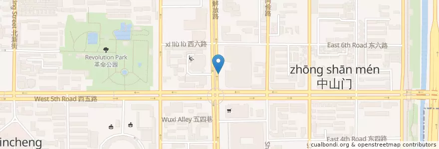 Mapa de ubicacion de 五路口 en الصين, شنشي, 西安市, 新城区 (Xincheng).