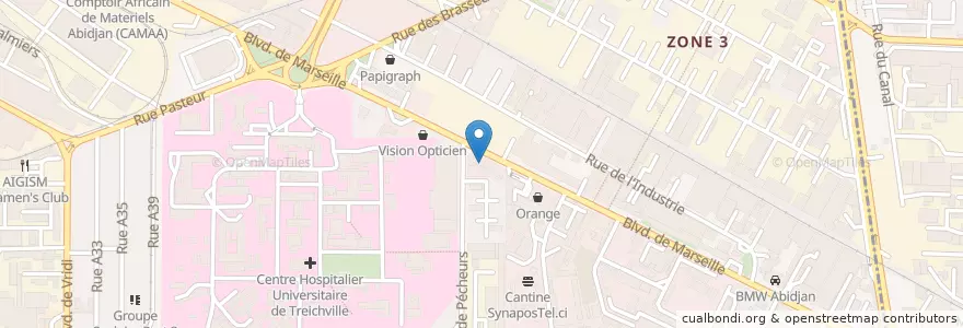 Mapa de ubicacion de Sodeci Assainissement en 科特迪瓦, 阿比让, Treichville.