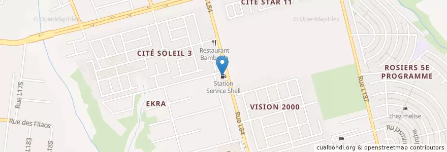 Mapa de ubicacion de Station Service Shell en Ivoorkust, Abidjan, Cocody.