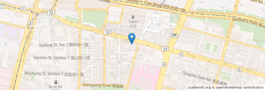Mapa de ubicacion de HOYII 北車站 en Taiwán, Nuevo Taipéi, Taipéi, 中正區.