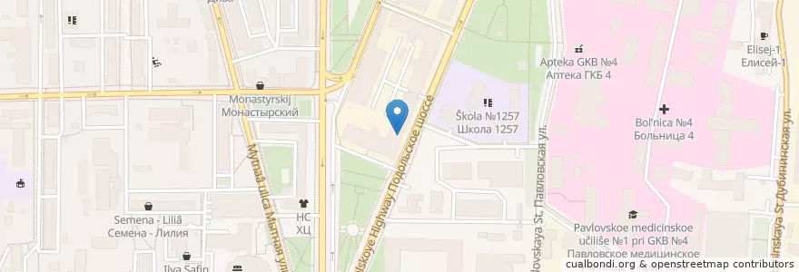 Mapa de ubicacion de Геномед en روسيا, Центральный Федеральный Округ, Москва, Южный Административный Округ, Даниловский Район.