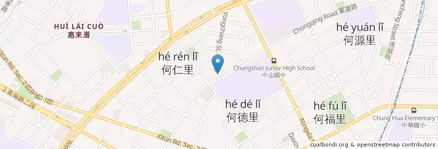 Mapa de ubicacion de 周記蒸餃 en Taiwan, Taichung, Xitun District.