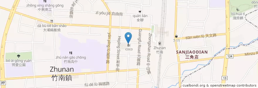 Mapa de ubicacion de 麥當勞 en Taiwan, Provincia Di Taiwan, Contea Di Miaoli, Zhunan.