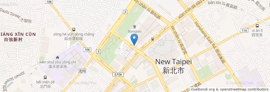 Mapa de ubicacion de 油氣雙燃料計程車招呼站 en تایوان, 新北市, 板橋區.