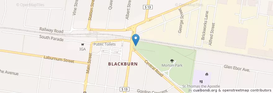 Mapa de ubicacion de Blackburn Library en Australia, Victoria, City Of Whitehorse.