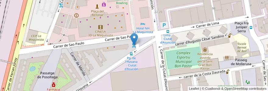 Mapa de ubicacion de 343 - Campana de la Maquinista en 스페인, Catalunya, Barcelona, Barcelonès, 바르셀로나.