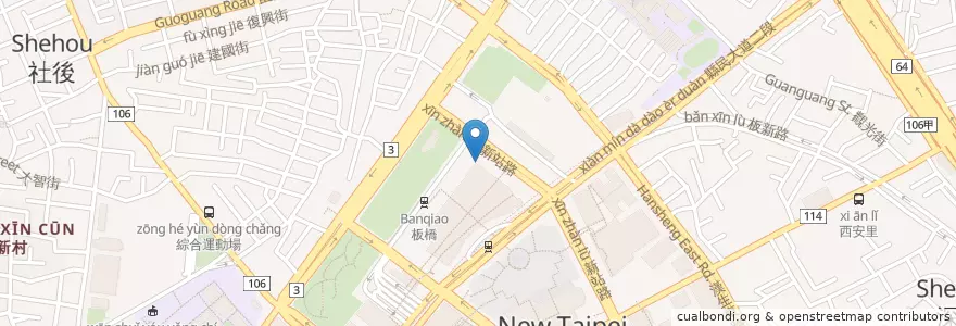 Mapa de ubicacion de 板橋新站停車場東區出入口 en Taiwán, Nuevo Taipéi, 板橋區.