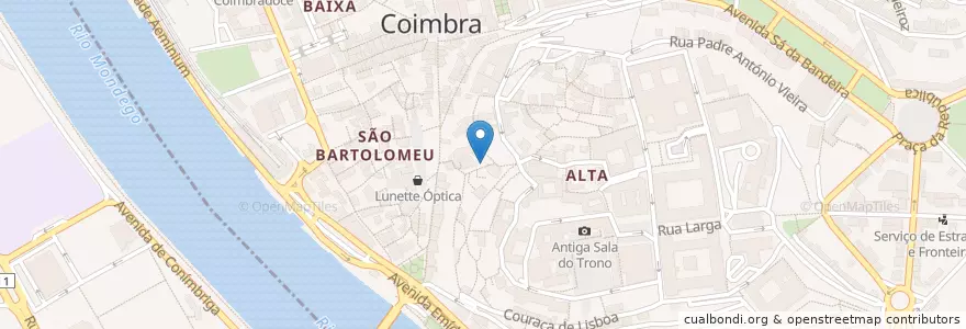 Mapa de ubicacion de Tapas nas Costas en Portugal, Centro, Baixo Mondego, Coimbra, Coimbra, Sé Nova, Santa Cruz, Almedina E São Bartolomeu.
