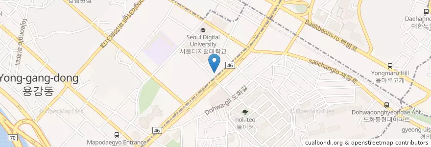 Mapa de ubicacion de 하나은행 (Hana Bank) en Korea Selatan, 서울, 마포구, 도화동, 용강동.