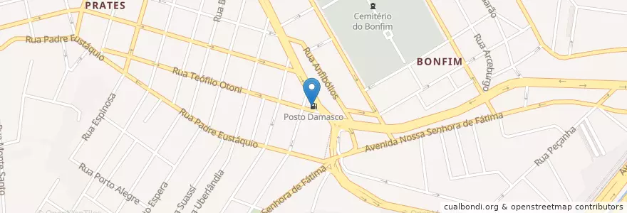 Mapa de ubicacion de Posto Damasco en ブラジル, 南東部地域, ミナス ジェライス, Região Geográfica Intermediária De Belo Horizonte, Região Metropolitana De Belo Horizonte, Microrregião Belo Horizonte, ベロオリゾンテ.