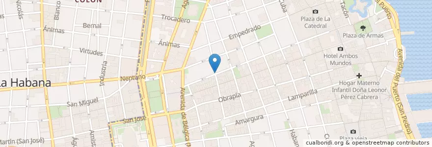 Mapa de ubicacion de El Ojo del Ciclon en Cuba, La Habana, La Habana Vieja.