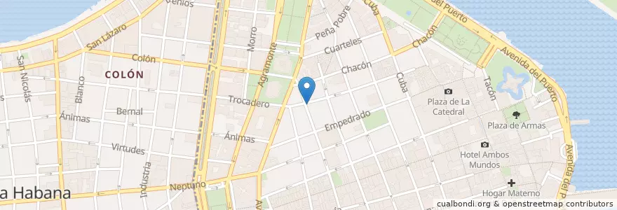 Mapa de ubicacion de Bar El Angel del Tejadillo en كوبا, La Habana, La Habana Vieja.