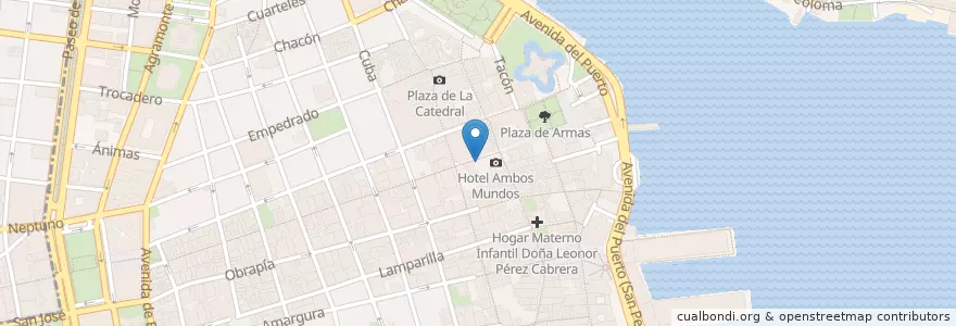 Mapa de ubicacion de Restaurante Cafetería La Luz en キューバ, La Habana, La Habana Vieja.